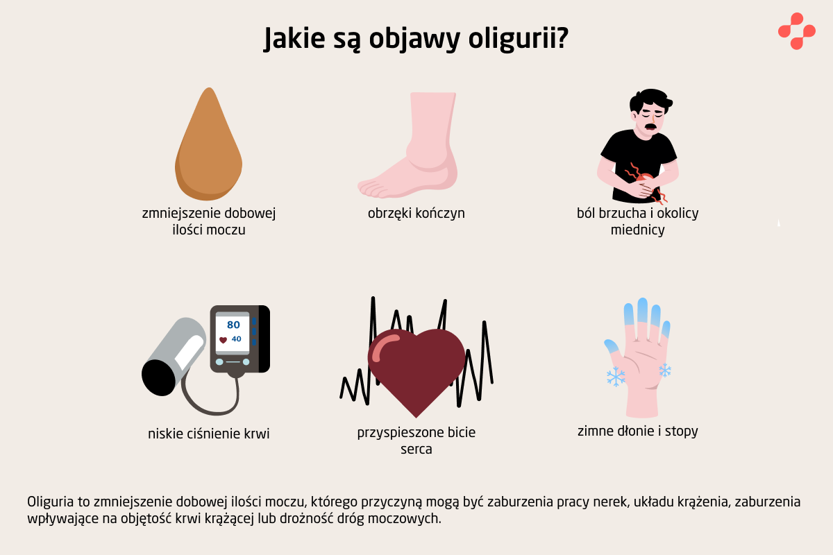 Objawy oligurii (skąpomoczu)